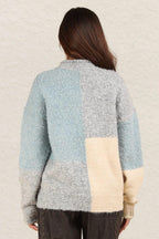 VERY J Sweater Woolen Blend Color Block Mock Neck Basic Style d94c23fe-699b-4389-b95d-93f4da5e4459-Max Trendsi