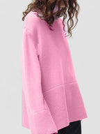 Women Sweater Side Slit Turtleneck Drop Shoulder Long Sleeve Soft Pullover d94d5c07-a04b-4a8a-847c-23eaf1f93755-Max Trendsi