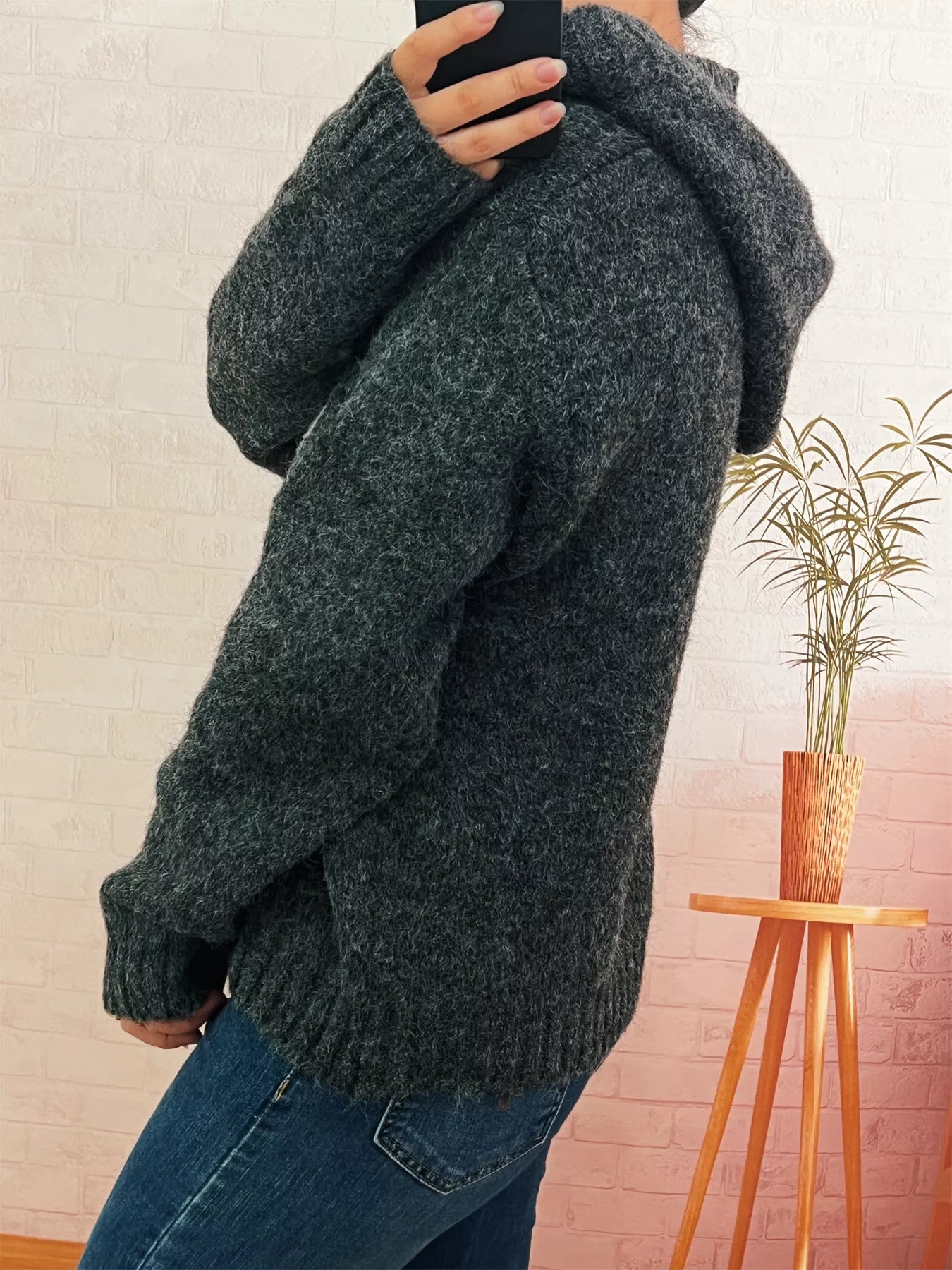 Women's Sweater Flower Long Sleeve Hooded Knit Pullover d956ef53c76c44e7b46fbd7dde0544c3-Max-Origin Trendsi