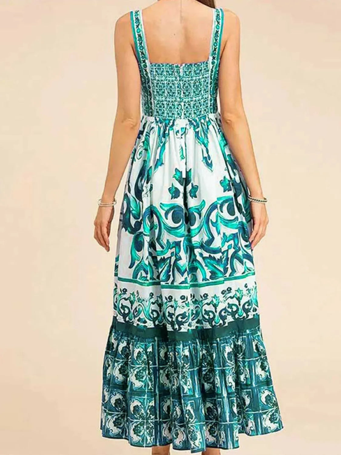 Midi Dress Smocked Printed Wide Strap Ruffled Zipper d962ed40-154c-48f9-acd8-3cb2bf4cb7bb-Max-Origin Trendsi