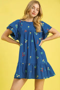 Umgee Mini Dress Dark Blue Ruffled Floral Embroidered Short Sleeve Dark Blue d967e0b8-0ee9-4bf6-b4cf-3014e1c8be36-Max-Origin Trendsi