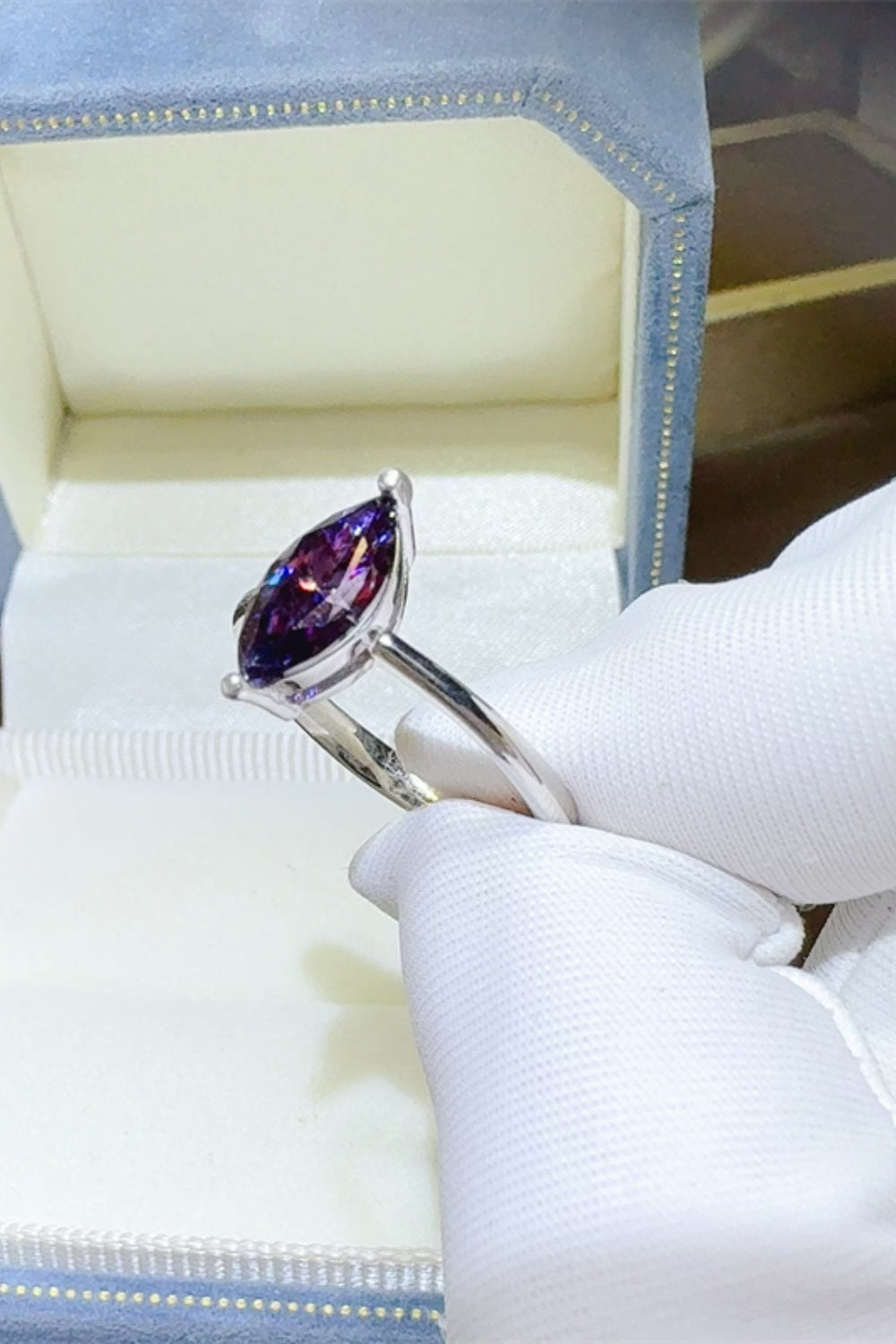 Silver Ring 2 Carat Moissanite Violet Thin Oval 925 Sterling Elegant Jewelry d9750278-b103-4b78-8e97-7497c16f1879-Max Trendsi