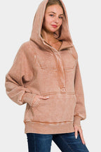 Zenana Hoodie Rusty Pink Acid Wash Fleece Kangaroo Pocket Hooded Rust d99cba19-4c71-4a8d-96b3-e74b2ade0df8-Max Trendsi