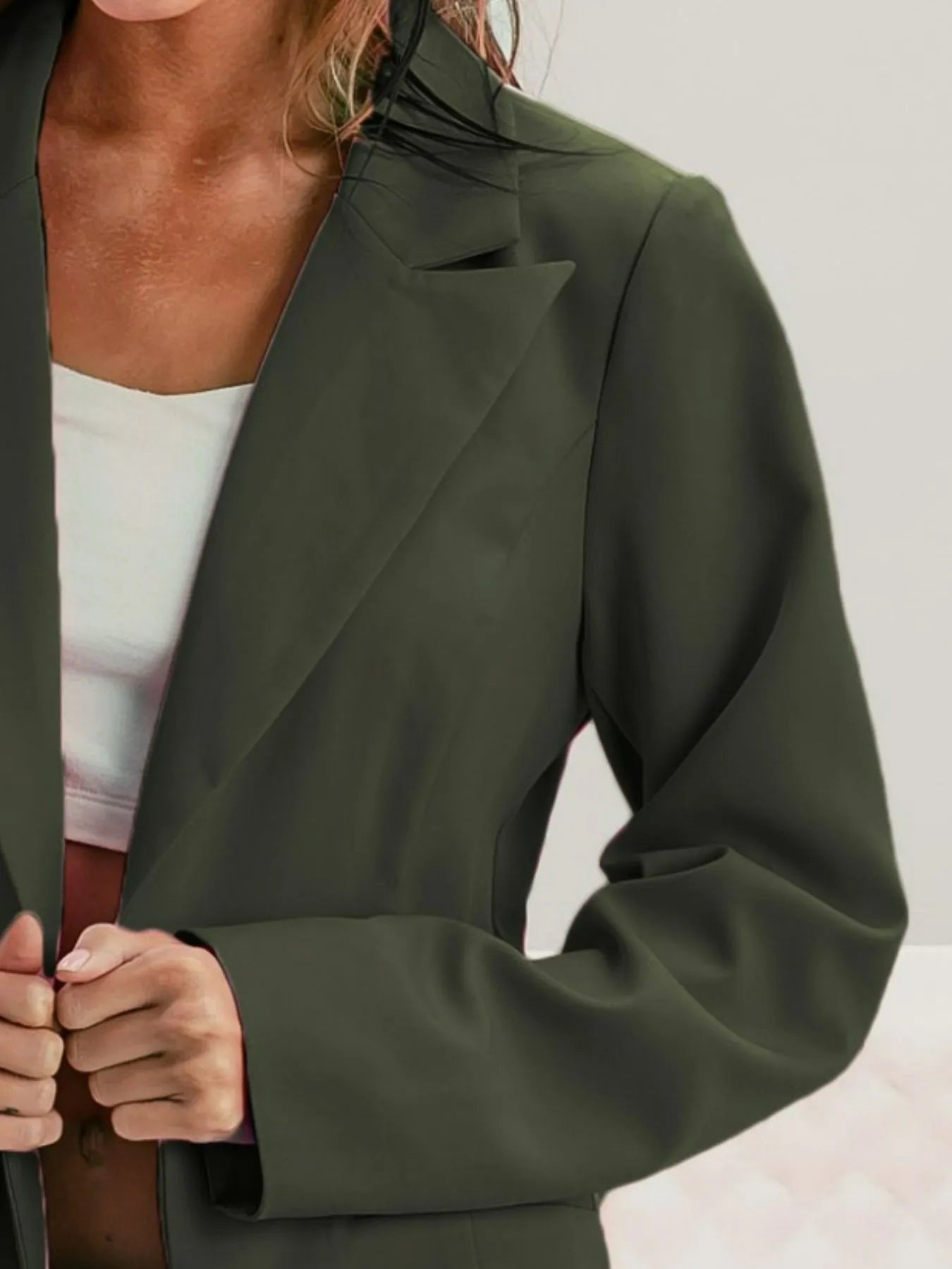 BiBi Women's Blazer Olive Single Breasted Peaked Lapel Buttoned d9bb3c01-4478-4333-b6fe-9e58165fbdaa-Max-Origin Trendsi