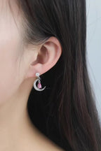 2 Carat Moissanite Moon & Star Earrings Deep Rose Stone 925 Sterling Silver d9cd87b6-8465-414a-b636-0232b194dca2-Max Trendsi