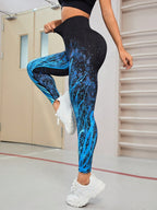 Seamless Active Leggings Flame Blue Printed High Waist d9e1966b-b69c-4acb-8c5d-adf78a0023fc-Max Trendsi