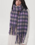 Women Scarf Lilac Plaid Fringe Polyester Tasseled Long Warm Accessories Lilac One Size d9ebb336-34b9-4e3c-84d6-2da345e3cb59-Max Trendsi