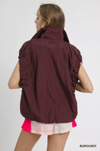 Umgee Womens Nylon Vest Burgundy Drawstring Hem Outwear with Pockets d9f7408d-9522-4666-9ba3-0e0705a1371f-Max-Origin Trendsi