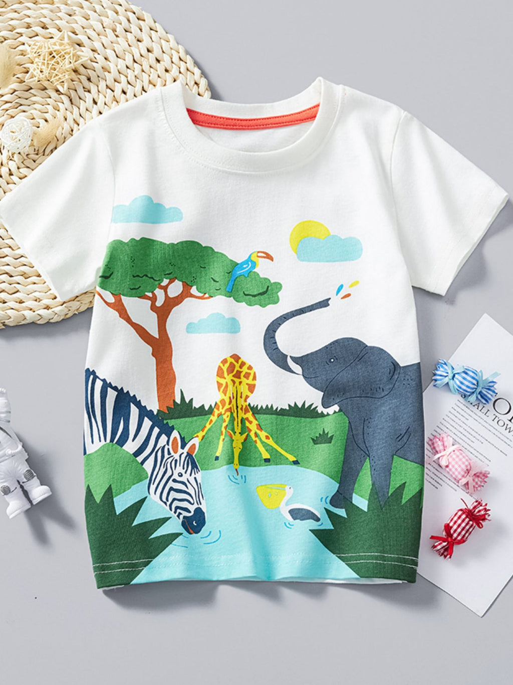 Children's Animal Print Crew Neck T-Shirt