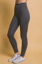 Love Tree Women Leggings High Waist with Side Pockets Dark Gray Pants da122caa-07bf-45b6-bd9a-62f1a1523f4f-Max Trendsi