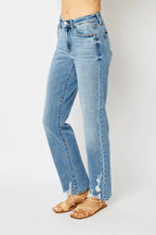 Judy Blue Women's Jeans High Waist Straight with Heavy Destroy Plus Sizes da28ee28511146ac863c32c3390cc12e-Max-Origin Trendsi