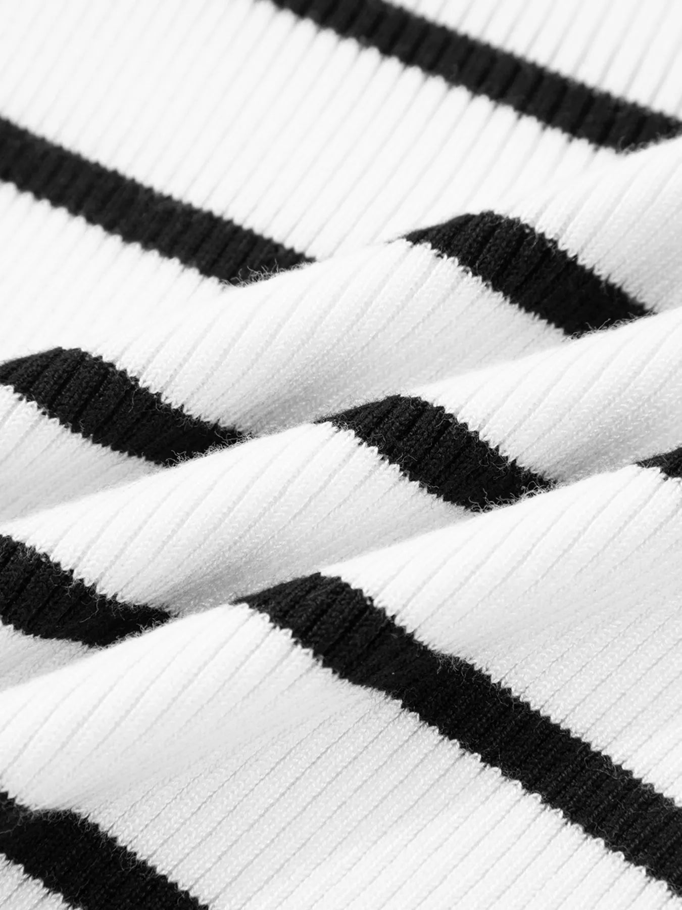 Women's Knit Top Black Striped Scalloped Trim U Neck Striped Ribbed Slim da3b9395ca7e4e9c96098e90fca3e7b1-Max-Origin Trendsi