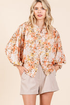 Mittoshop Blouse Linen Blend Flower Ginger Print Batwing Long Sleeve Top da666f82-7a80-4161-9839-492cd67bab12-Max Trendsi