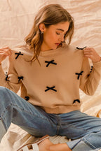 SO ME Womens Sweater Ribbon Bow Applique Soft Knit Pullover da688bfbb71742c8a92d5bb266c9bc1d-Max-Origin Trendsi