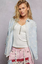 POL Shirt Floral Embroidered Sky Blue Collared Neck with Scalloped Edges Top SKY BLUE One Size da6b5eed-4b21-4cde-aa70-64522a95d101-Max-Origin Trendsi