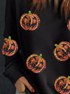 Halloween Women's Sweatshirt Sequin Round Neck Long Sleeve Pullover da85ecaf-7e6f-4af1-b74f-409ddf271a45-Max-Origin Trendsi