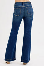 RISEN Women's Flare Jeans Tummy Control Mid Rise Dark Wash da8f03c9babe4c2592558b4cbe694129-Max-Origin Trendsi