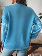 Knit Cardigan Animal Pattern V-Neck Dropped Shoulder Knitwear da954f7d-4097-49c7-b5a2-11474946b40f-Max Trendsi
