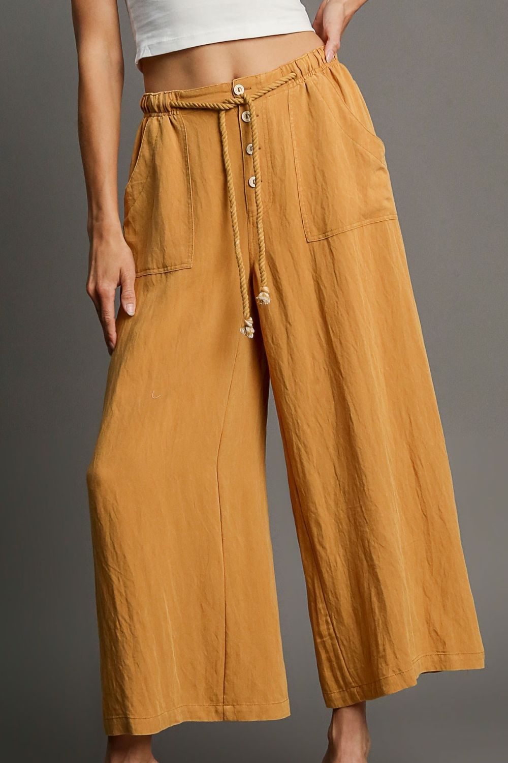 Umgee Wide Leg Pants Mustard Rope Drawstring High Waisted Pocketed Mustard daa0e9f8-1809-4824-ad2c-4583ec6974f8-Max Trendsi