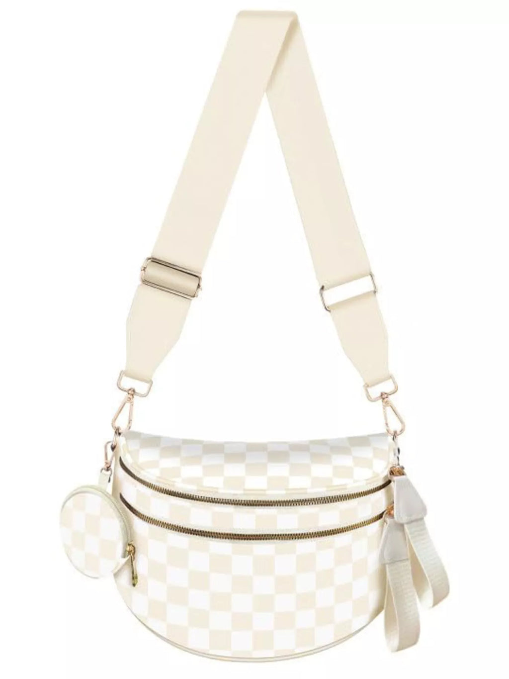 Women's Crossbody Bag Multi-Pocket Adjustable Strap Mini Purse Rice Brown Grid One Size daa856dfb62c476ea388f023959086f7-Max-Origin Trendsi