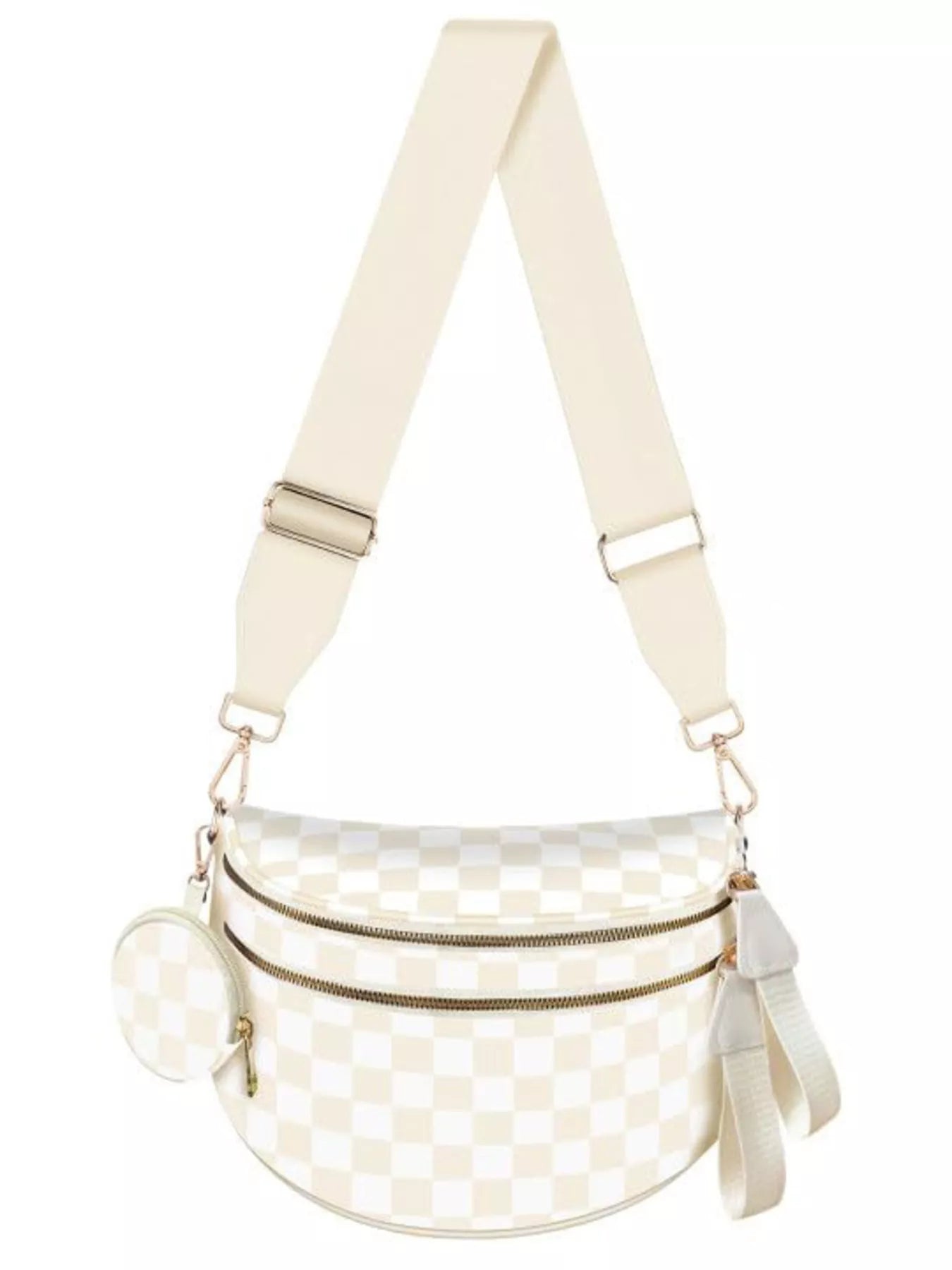 Women's Crossbody Bag Multi-Pocket Adjustable Strap Mini Purse Rice Brown Grid One Size daa856dfb62c476ea388f023959086f7-Max-Origin Trendsi