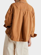 Denim Jacket Women's Caramel Long Sleeve Oversized Pocketed Outwear dac5ccce-b2dd-4157-8f14-a743bd7fdc5d-Min Trendsi