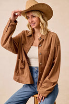 BiBi Corduroy Womens Shacket Camel Relaxed Fit with Back Pleat dac939c5a3e04424be267064ea8aeb16-Max-Origin Trendsi