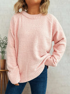 Women's Sweater Round Neck Raglan Sleeve Knit Pullover dae9ef9ed89e4873a231804a94839266-Max-Origin Trendsi
