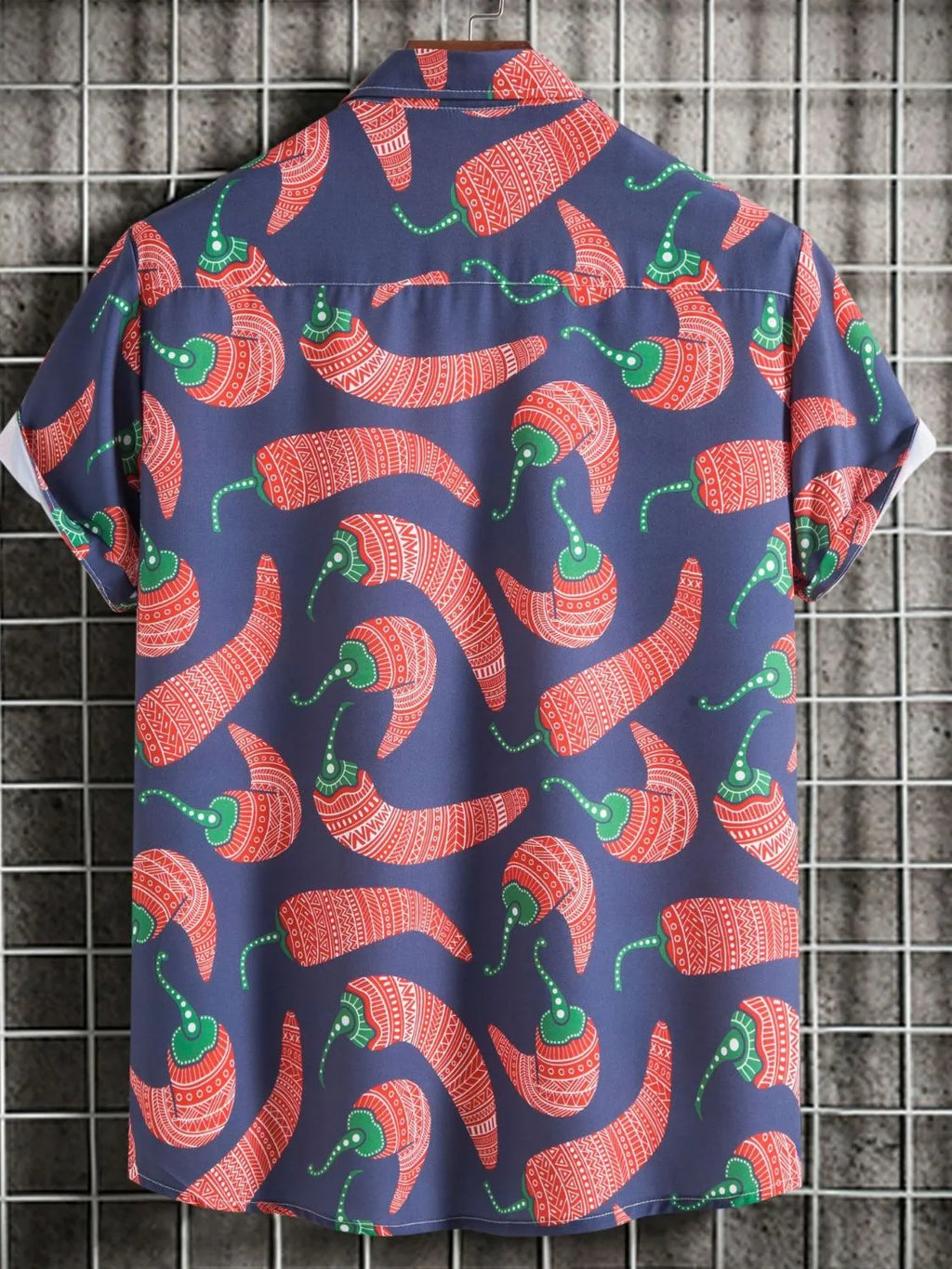 Men's Shirt Pepper Printed Buttoned Short Sleeve Top daf91030-151c-4a17-8a2b-fe0dab0728f4-Max-Origin Trendsi