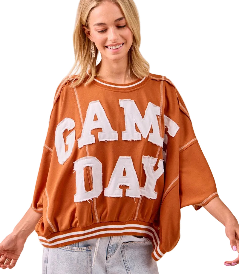 BiBi Gameday Patchwork Stitch Detail French Terry Top