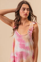 BiBi Tie Dye Top Printed Textured Woven with Ruffled Wide Straps db248850ceda4f74b04d8020668f03b8-Max-Origin Trendsi
