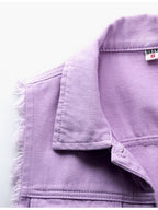 Denim Jacket Women's Raw Sleeveless Flap Pockets Plus Sizes S-5XL db2b725a-d8ce-4ff5-b673-7dd10c22a8b3-Max Trendsi