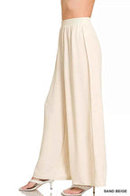 Zenana Woven Airflow Elastic Waistband Pants