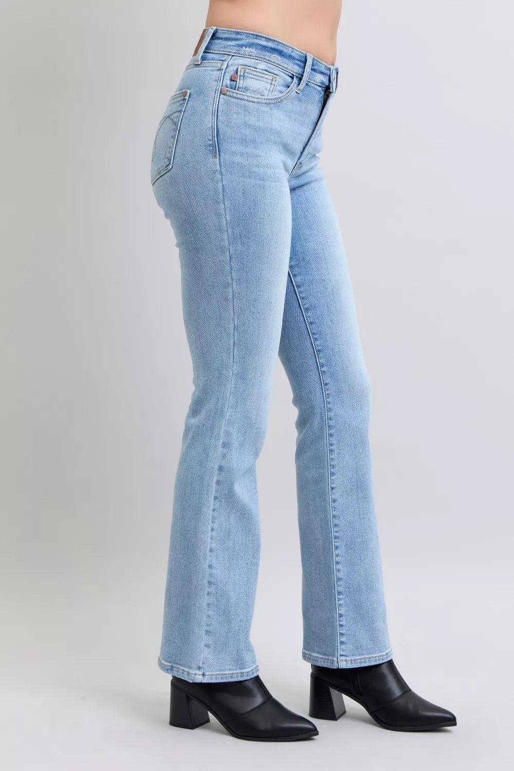 Judy Blue Bootcut Jeans Mid Rise Thermal Light Blue Denim Pants db870625608140fd877a5935c4d00db5-Max-Origin Trendsi