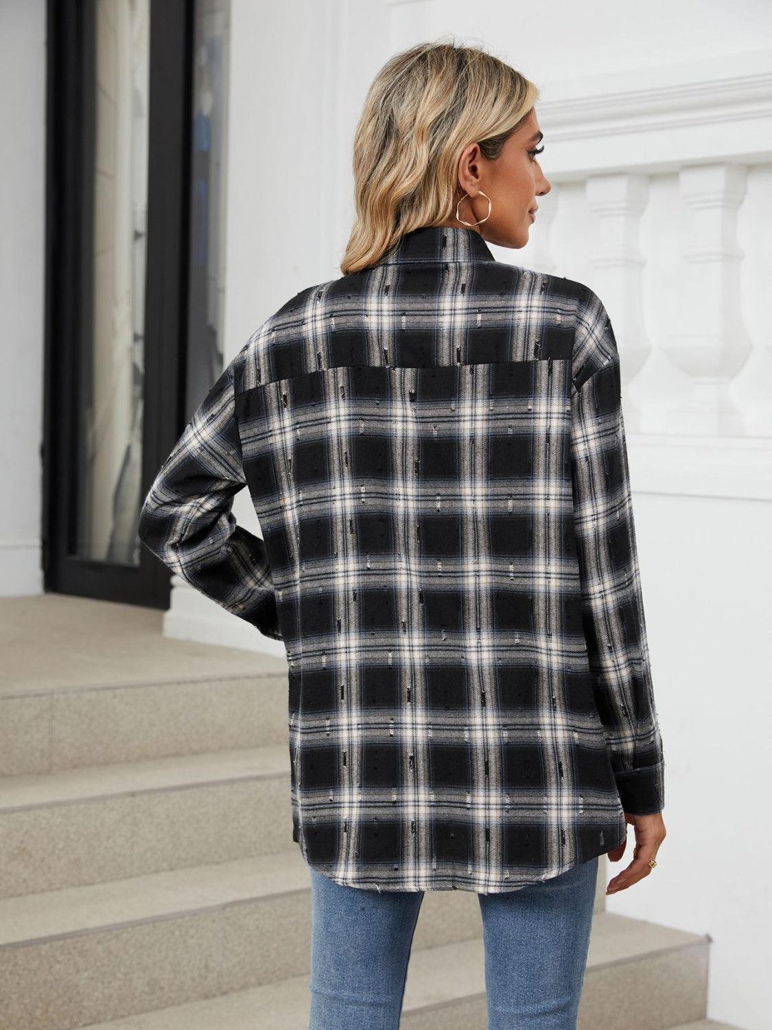 Plaid Shirt Button Up Long Sleeve Blouse dbb85787-f24e-45d4-9a51-1712c8784d05-Max Trendsi