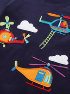 Boy's T-Shirt Children's Cotton Black Helicopter Print Short Sleeve Top dbd252dc2d6a4f4fa6c13445c9250b60-Max-Origin Trendsi