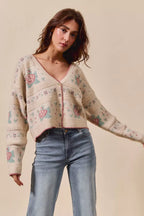 SO ME Womens Sweater Cardigan Floral Pattern Long Sleeve Button dbd31e83b4b84a659afb5a0e9c1f9d0f-Max-Origin Trendsi