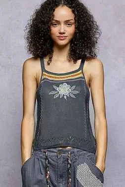 POL Knit Cami Embroidered Floral Square Neck Top dbee027c-d595-417c-85d7-e87b6dc47755-Max-Origin Trendsi