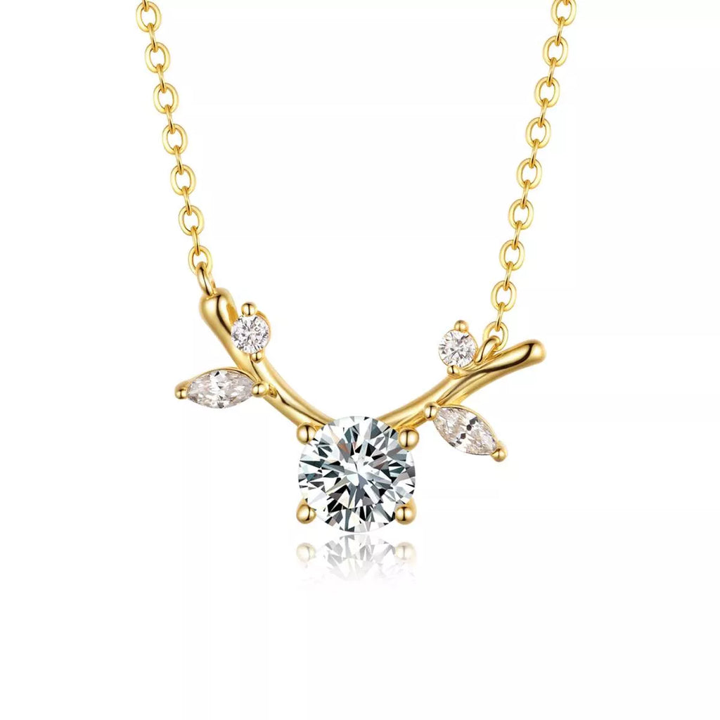 18K Gold-Plated Moissanite Necklace Flower 925 Sterling Silver 18K Gold-Plated dc33b775-d865-4d23-b07d-b0d31a8298bd-Max-Origin Trendsi