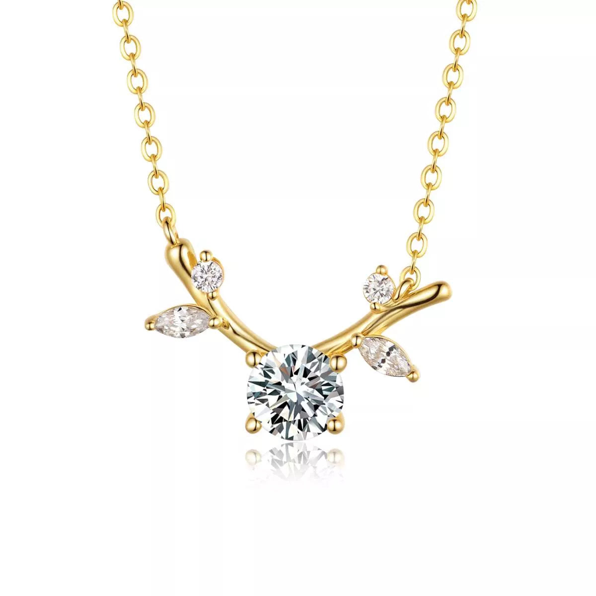 18K Gold-Plated Moissanite Necklace Flower 925 Sterling Silver 18K Gold-Plated dc33b775-d865-4d23-b07d-b0d31a8298bd-Max-Origin Trendsi