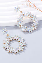 Dangle Earrings Rhinestone Flower Round Women Fashion Jewelry White One Size dc389f25-b9e1-485f-b6de-c5bfea086619-Max Trendsi