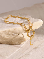 Women Bracelet 18K Gold-Plated Chain Letter L Stainless Steel Jewelry dc3dc7dc-6602-4388-b848-8d0c568f970f-Max Trendsi