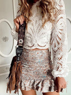 Women's Blouse White Lace Crochet Long Sleeve Cutout Party Top White dc64e884a8cd47a88c135ce09e7bdacf-Max-Origin Trendsi