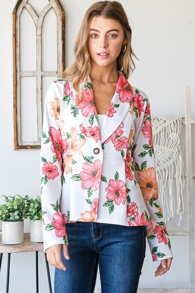 Heimish Floral Blazer Multi-Color Single Breasted Long Sleeve Ruffle with Tunic dc6b283b-e57e-4836-968e-6bb71e7721e1-Min Trendsi