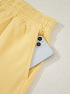 Women's Outfit Set Button Collar Drop Shoulder Top and Shorts 2pcs Set Yellow dc784771aca14897bee0f18b4871bb74-Max-Origin Trendsi