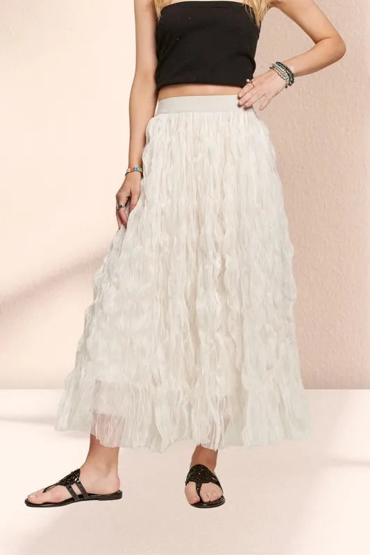 ADORA Maxi Skirt Cloud Fluffy Beige Elastic Waist Sheer Tiered Lined dc85f000cf054dc5b397dabc8117a6f8-Max-Origin Trendsi