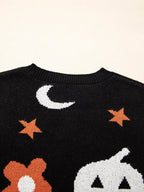 Halloween Women's Sweater Black Gothic Pattern Long Sleeve Knit Pullover dcad6af4a5a9485c8ca08e172d233999-Max-Origin Trendsi