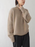 Turtleneck Women Sweater Soft Knit Dropped Shoulder Long Sleeve Loose Pullover dcae3d83-a123-4aab-9450-8cf807255705-Max Trendsi