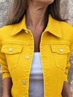 Women's Denim Jacket Short Button Front Long Sleeve with Pockets dd1c25a4-f511-4d34-bfef-348531192e10-Max-Origin Trendsi