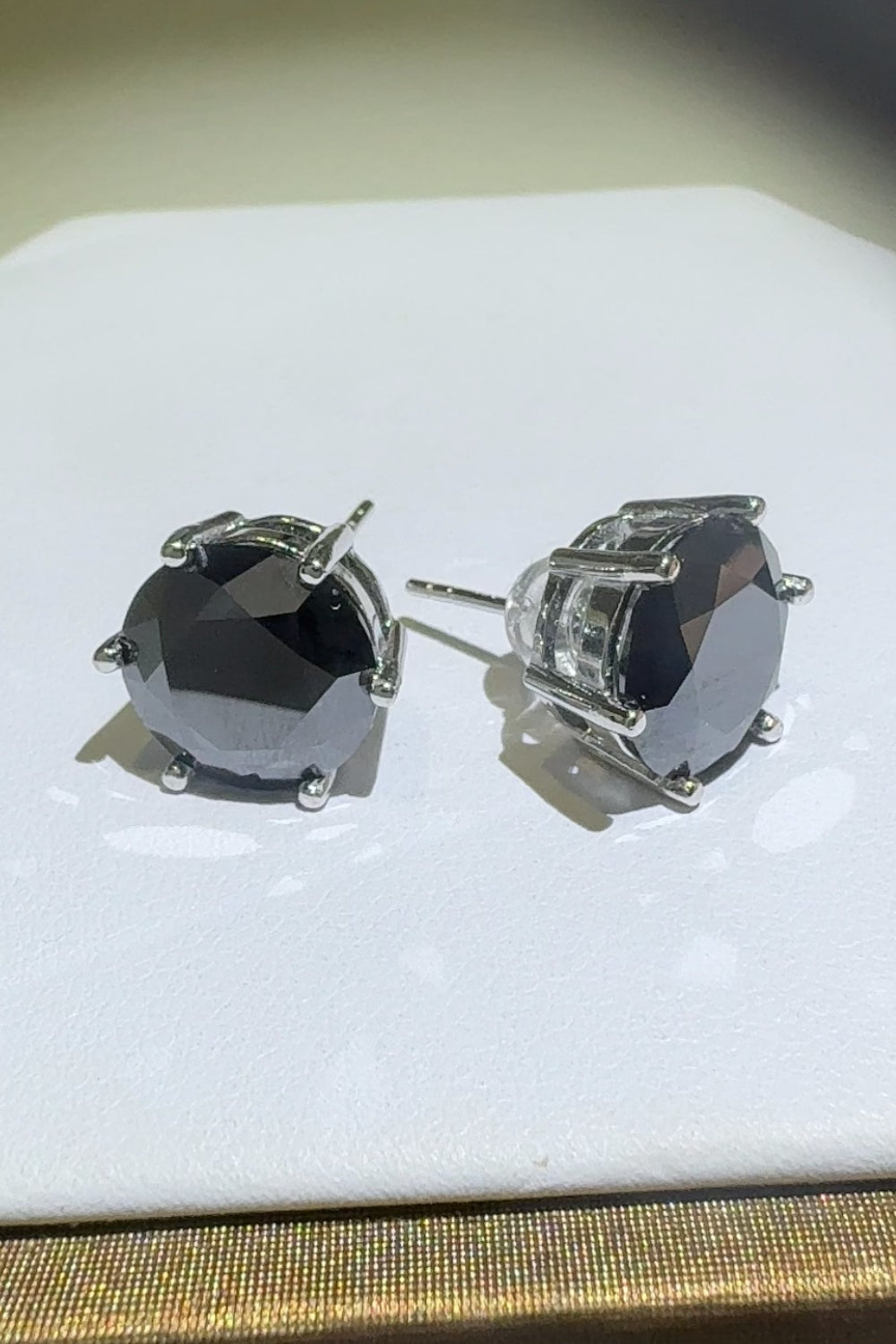 4 Carat Moissanite Black Stone Stud Earrings 925 Sterling Silver Platinum-plated